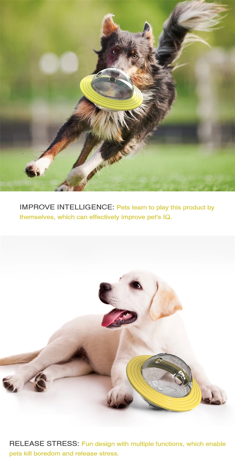 Pet products customized flying saucer toys for dogs with missing food and slow yellow dog feed bowl pet bowls &