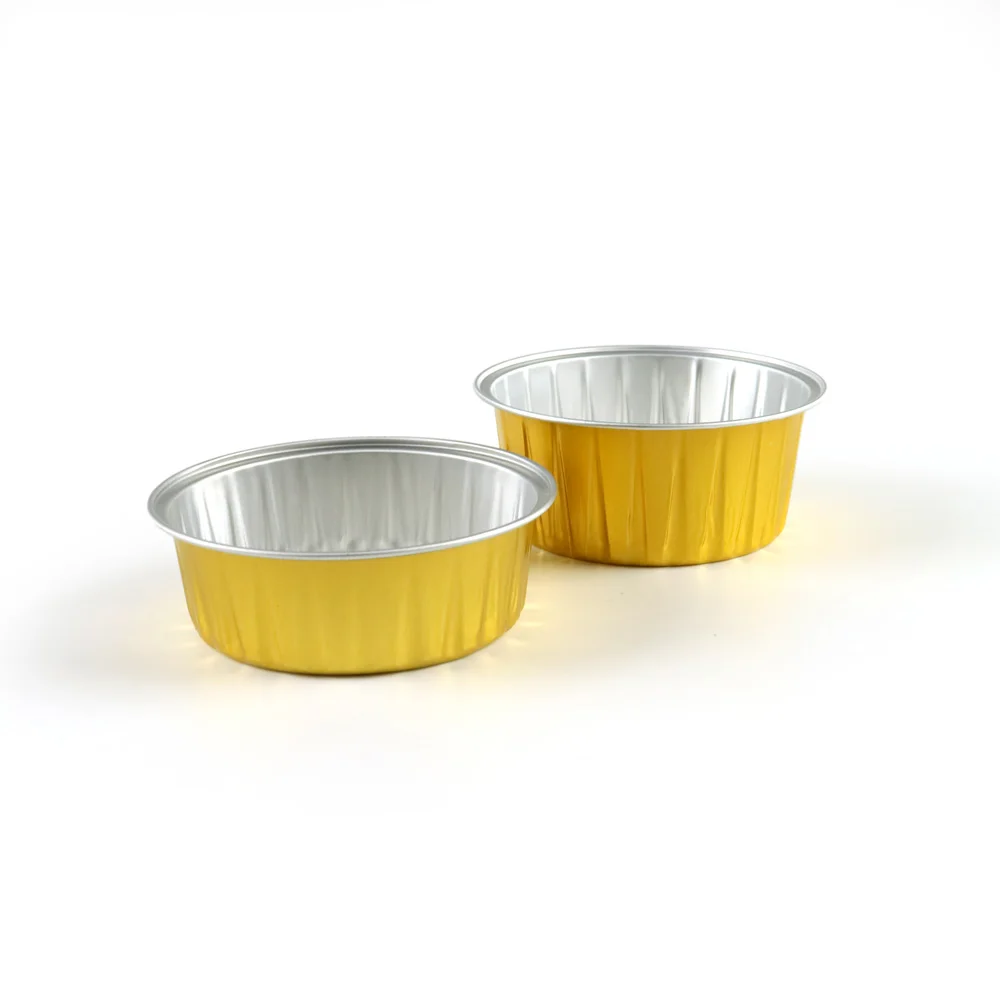 Gold Color Disposable Round Food Grade Aluminum Foil Bowl Baking Containers for Food Packaging