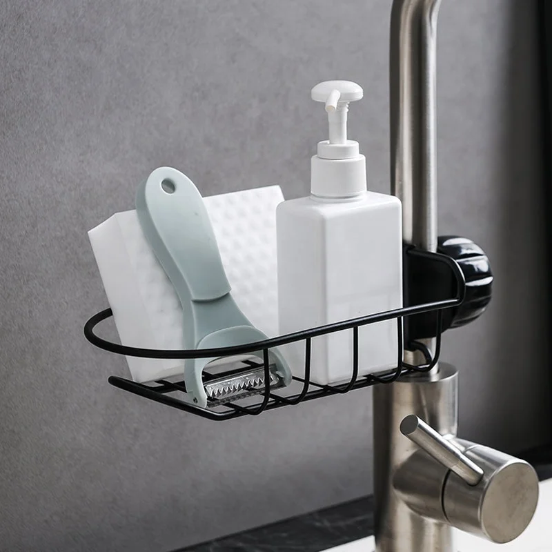 
Metal Detachable Kitchen Bathroom Faucet Storage Holder Sink Drainer Faucet Caddy Sponge Storage Shelf Rack Organizer Holder 