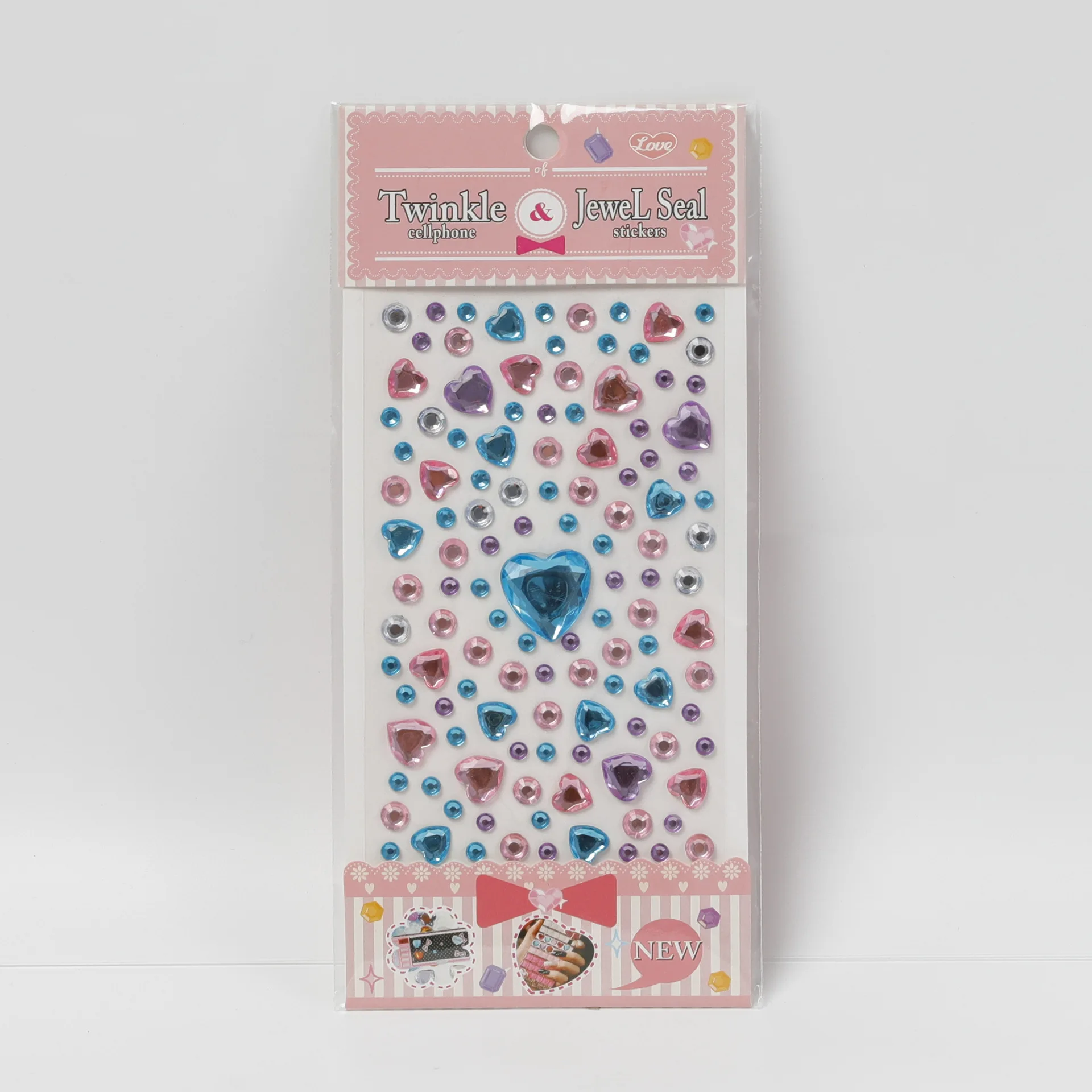 New Fashion Bright Shinny Hear Shape Jewels Stickers For Kids Make Up Or Gift Set Decoration