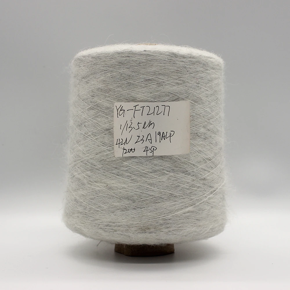 Eco-Friendly Recycled Melange Sewing Knitting Yarn Napped Light Gray 42% NYLON 23% ACRYLIC 19% ALPACA 12% WOOL 4% Blended Yarn