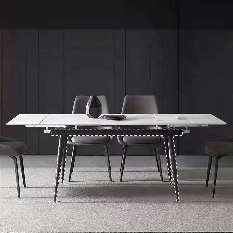 Luxury dining room furniture functional stretch table designs stone extendable dining table