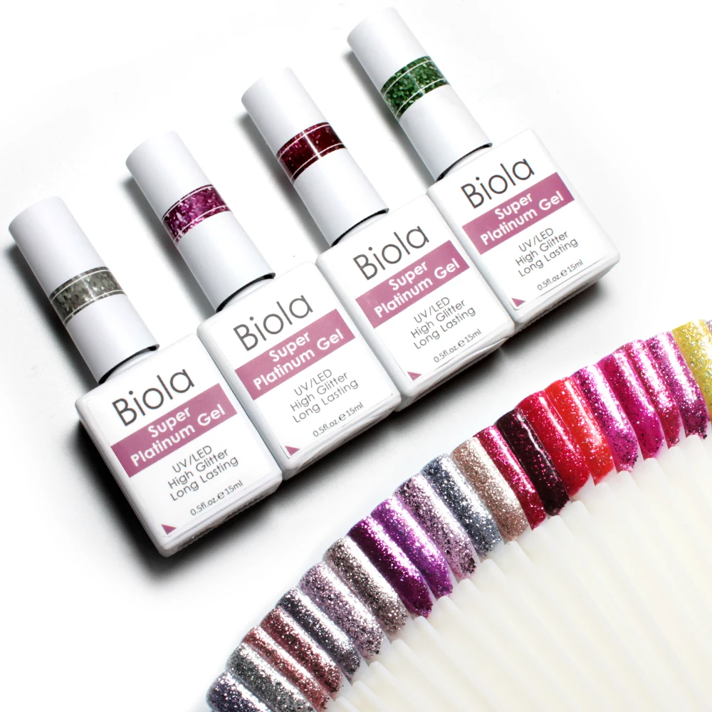 SDC Biola Private Label UV Gel Nail Gel Polish Super Shine Glitter Platinum Gel Polish