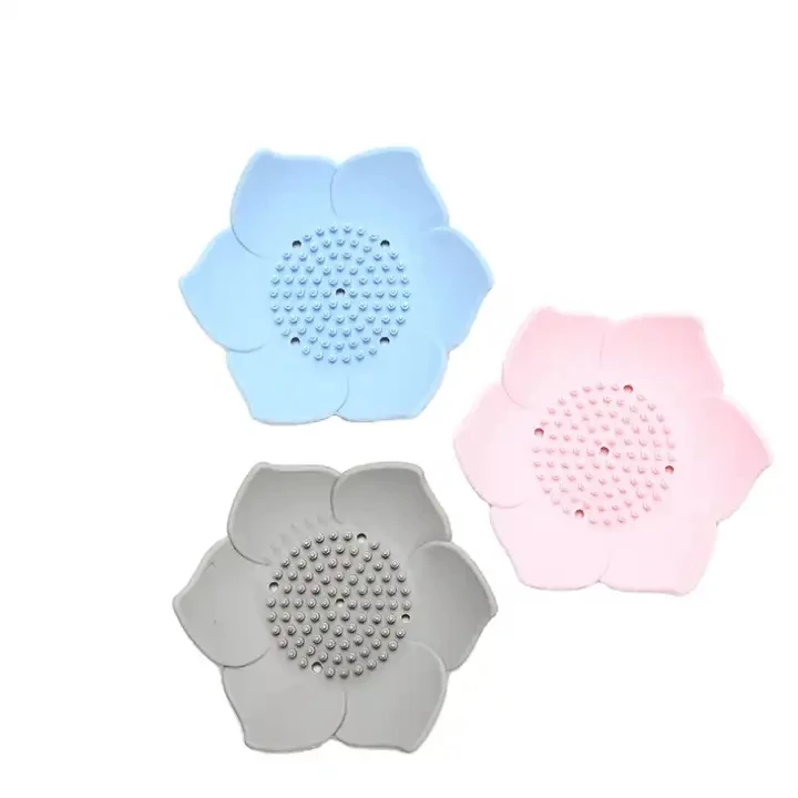 Flexible Silicone Plates Lotus Flower Shower Bath Tray Soap Box Soap Dish Storage Drain Soap Holder Saver Bathroom Gadgets