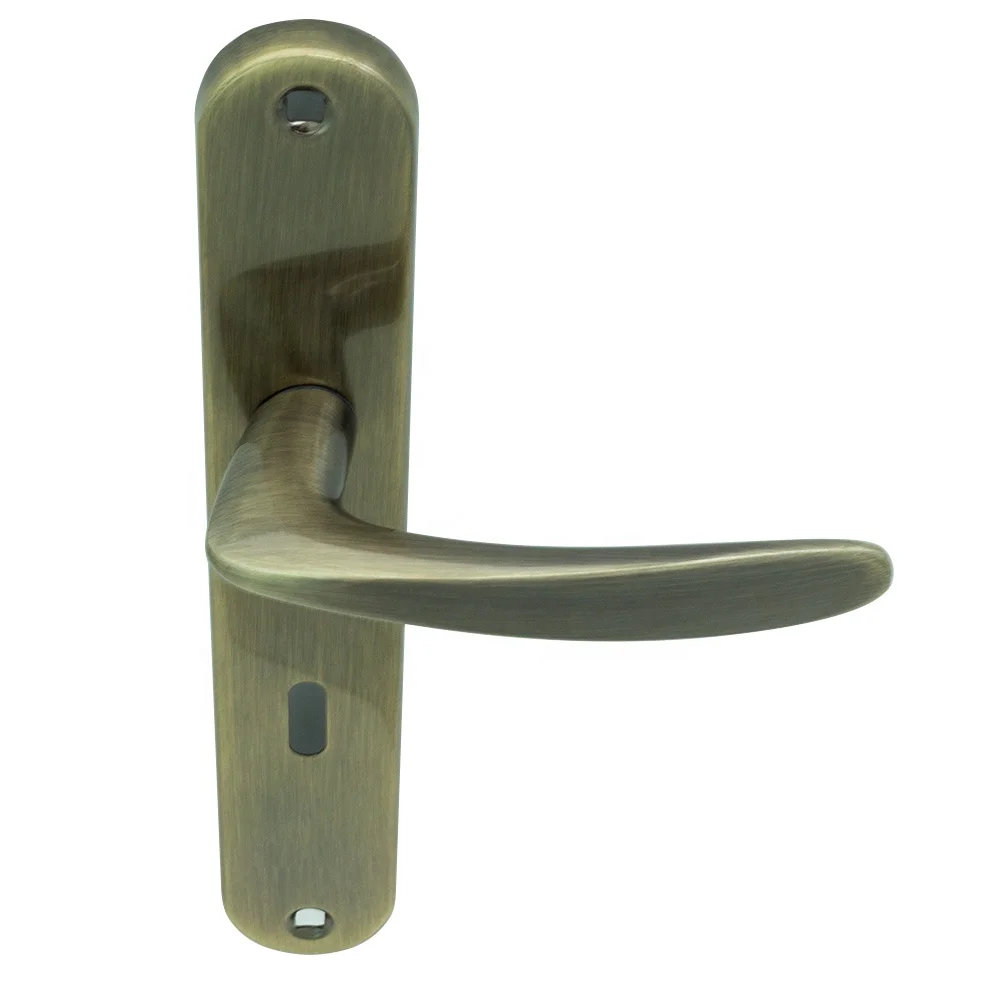 Antique Brass lever door handle on plate,Factory direct price hardware handles,European style panel lock