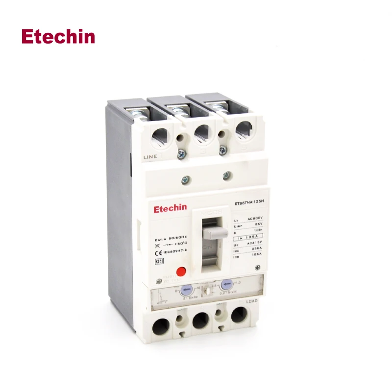 Techin 125A AC MCCB 3P 4P литые корпуса автоматические выключатели 220V до 690V для управления схемами