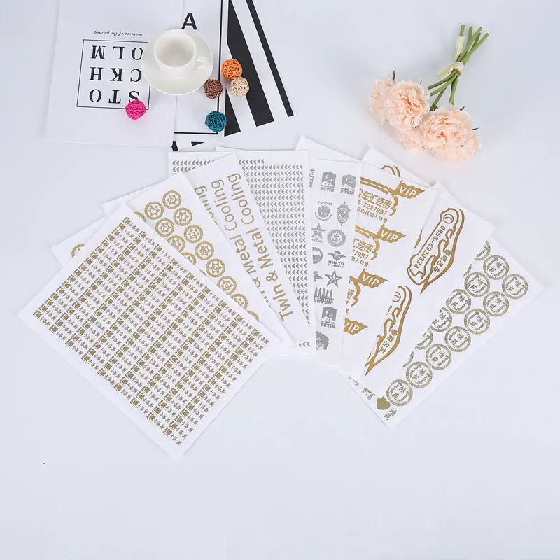 uv transfer paste crystal metal paste LOGO trademark tear film leave word split label nickel label hot gold sticker paper