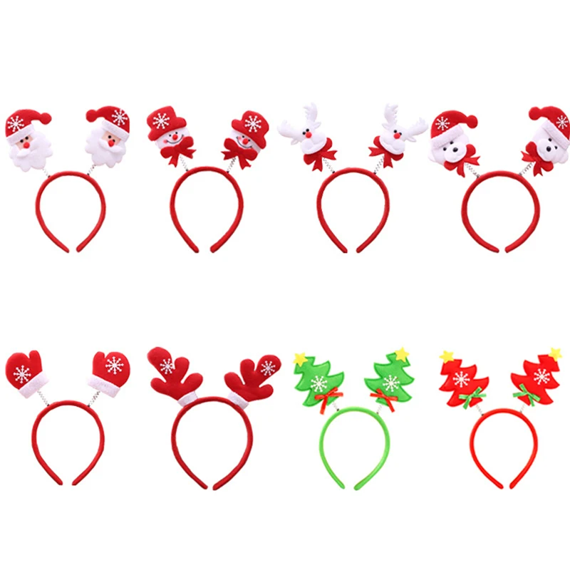 High Quality Women Red Deer Snowman Antlers Elk Santa Hair Band Christmas Headband For Adults Kids