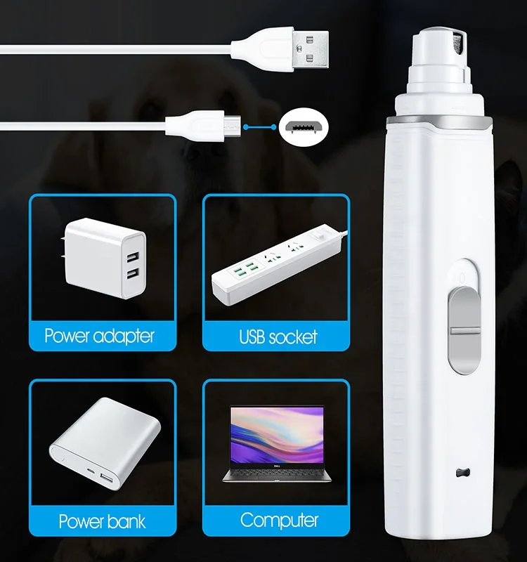 Dog Nail Clipper LED Light Electric Rechargeable Pet Nail Clipper Wholesale Factory Pet Dog Cat Nail Grinder