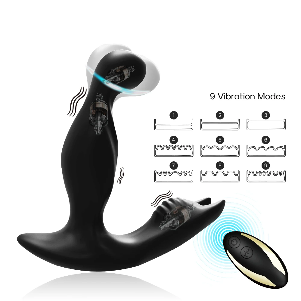 
3*9 Best selling silicone anal sex toy waterproof rotating and vibrating vibrator home prostate massager 