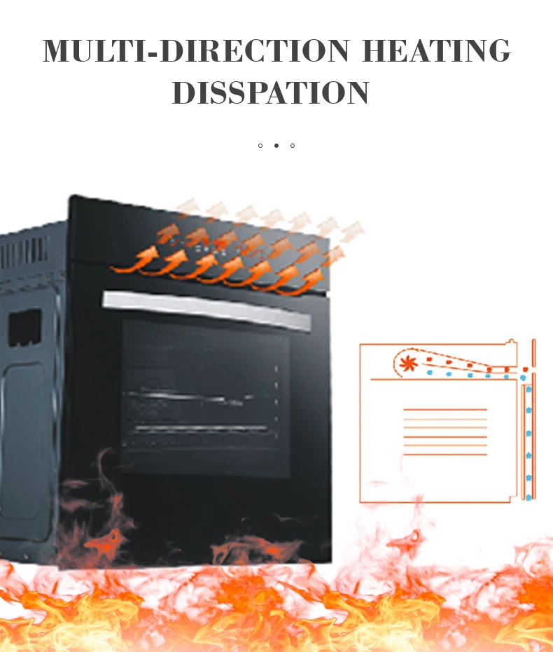 Gexiang OEM Customization 126L нержавеющая сталь 3100 Вт кухня Встроенная пицца бисквит настенная электрическая духовка с электронным таймером