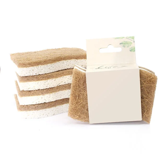Hot Sale Wood Pulp  Cotton Sisal Coconut Palm Fiber Kitchen Sponge Cleaning Pads