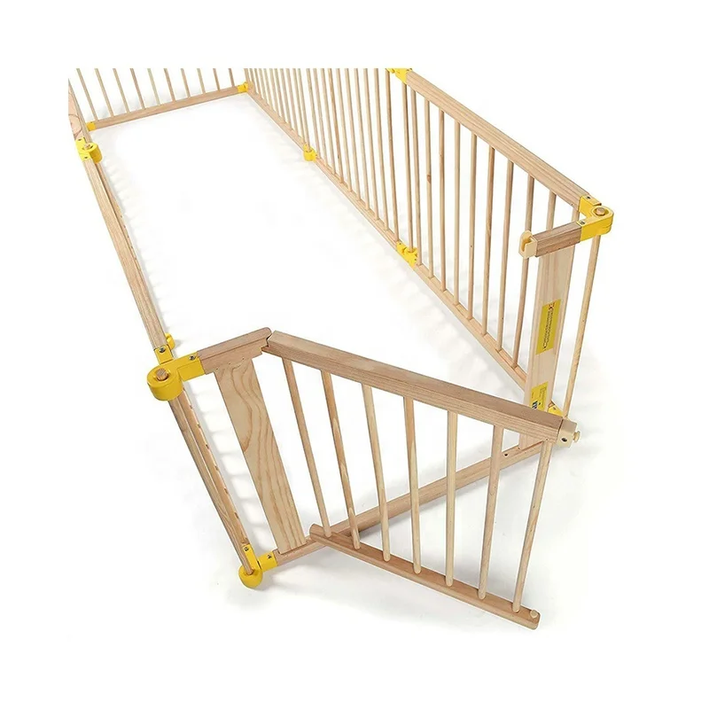 Custom Hexagonal Foldable Baby Playpen New Zealand Pine Crawling Guardrail Indoor Baby Playpen With Gate