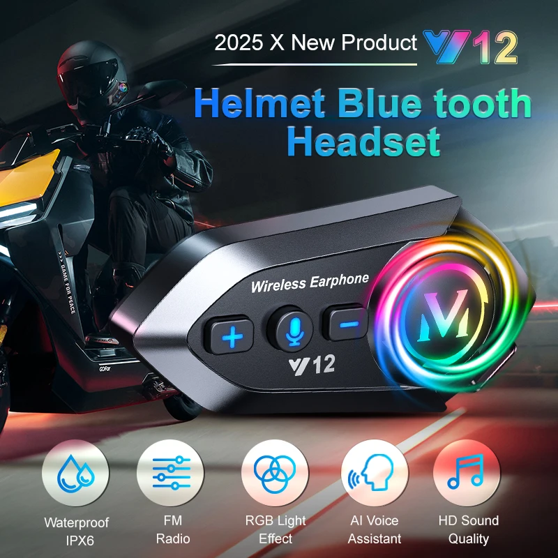 Y12 best motorcycle bluetooth headset without helmet wireless motorcycle helmet headset china
