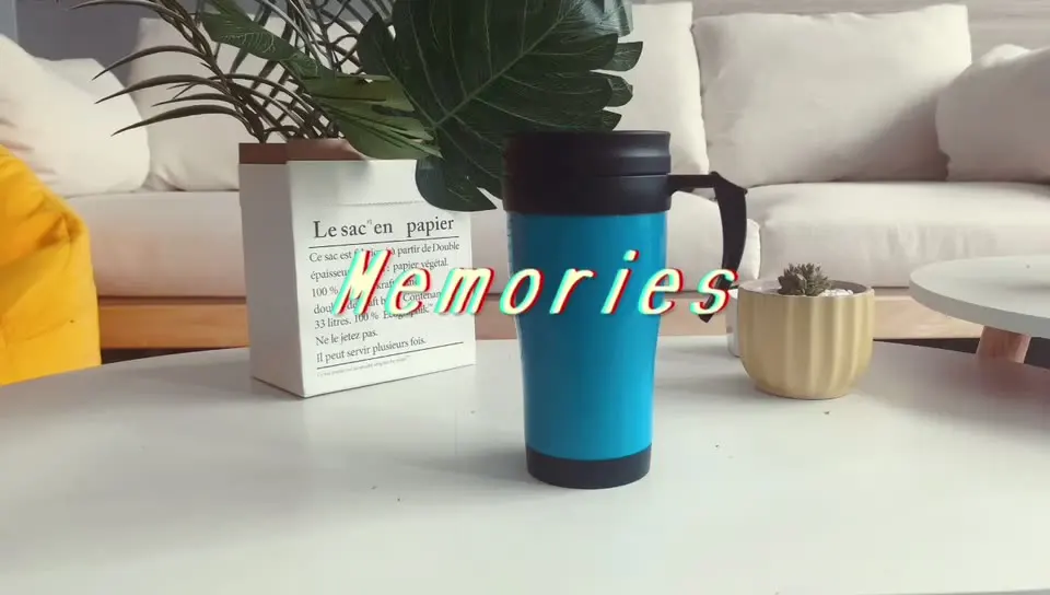 Portable multi color sliding lid selection travel coffee car mug plastic with handle