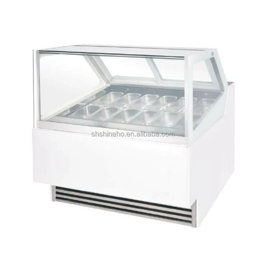 Shineho New Trend Product Support For Custom Sale Glass-door Case Gelato Ice Cream Display Freezer With CE