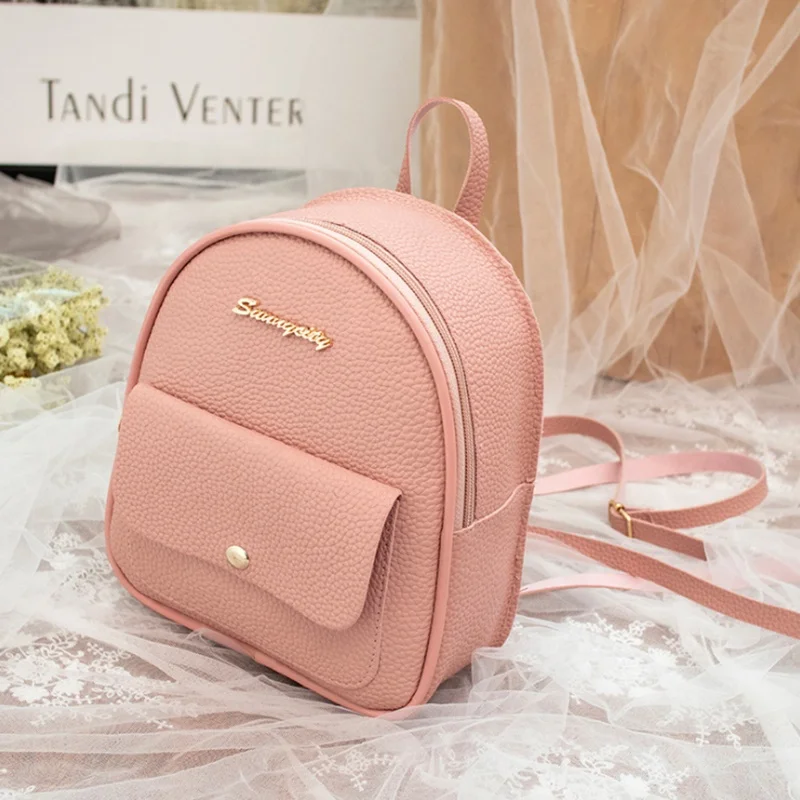 Teenage Girls small Female Phone Pouch Multi-Function Small Bagpack shoulder bag pu leather mini backpack women