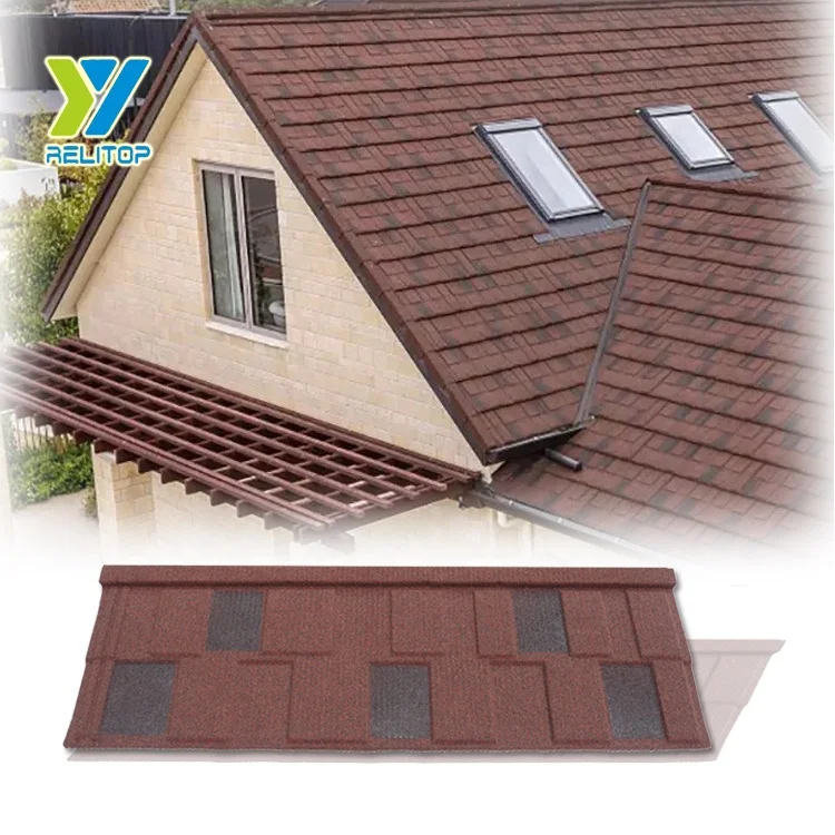 High Quality 1340*420 MM Metal Roof Tile Color Stone Coated Steel Roofing Tile Shingle Tile