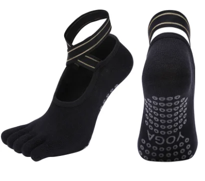 Five finger cross strap combed cotton split toe dance sports half toe women floor yoga socks