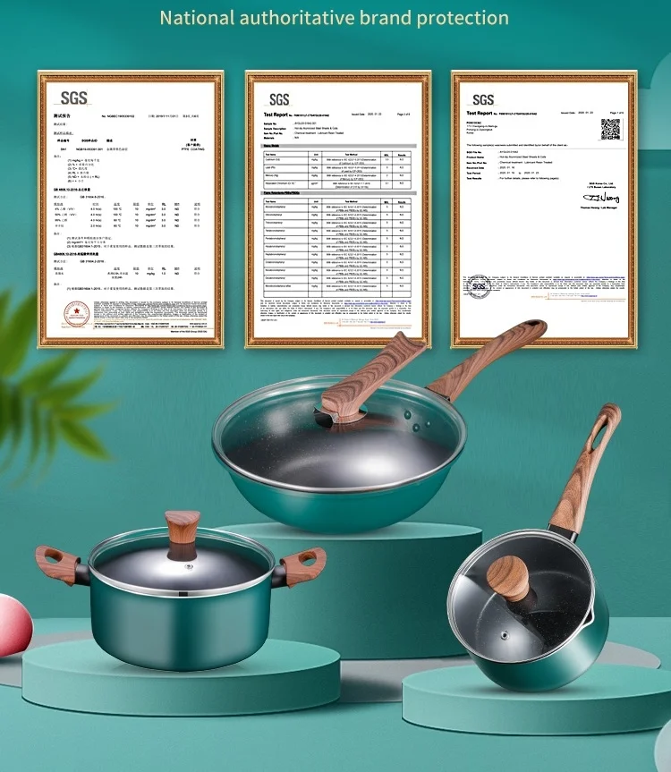 High Quality Die Cast Aluminum Cookware Maifan Stone  Non Stick Pan Set For Kitchen Ware Cooking Pot