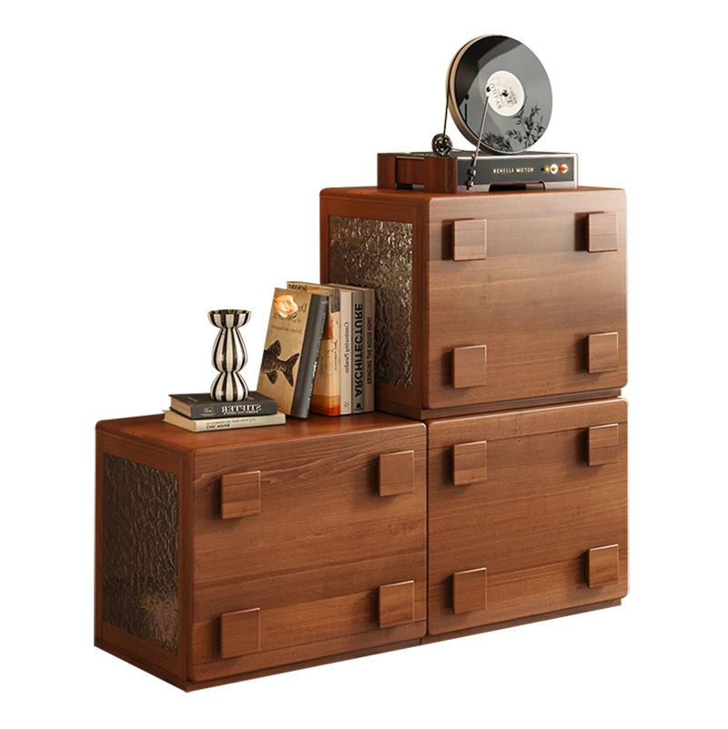 Vintage Solid Wood Chest of Drawers TV Display Storage Living Room Cabinet with Flip Down Door