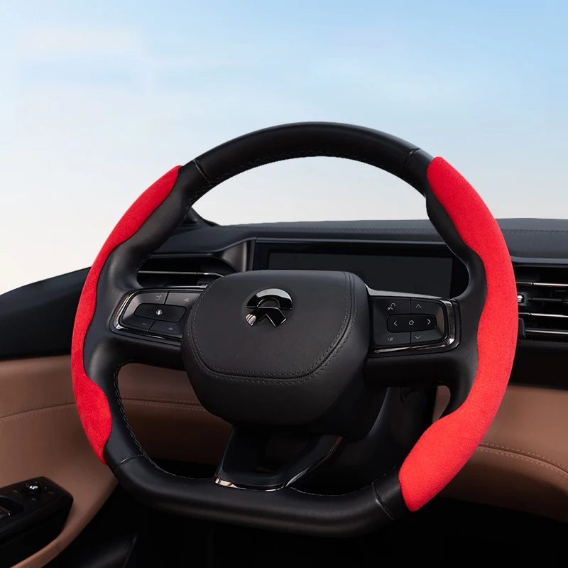 Car Steering Wheel Cover Winter Suede Trim Protector Anti-skid Steering Wheel Plush Card Cover Four Seasons Universal