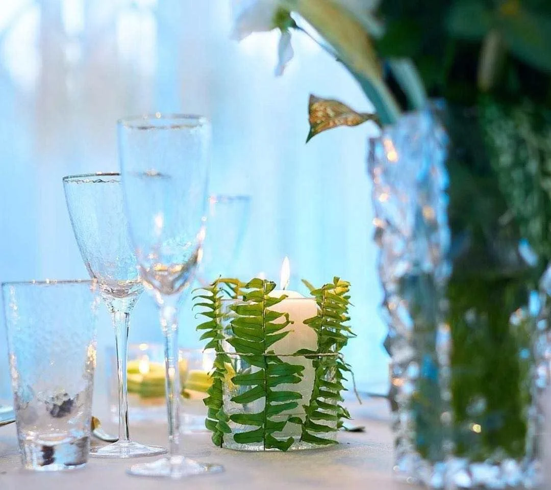 Cyan color slanted soda lime wine glass crystal hand cut goblets