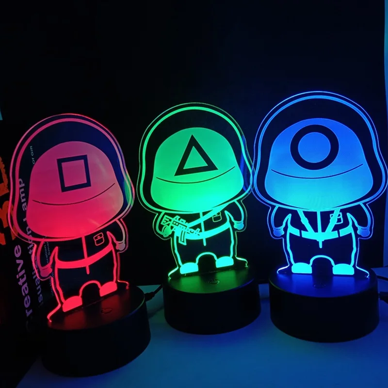 2021 Hot Korean Thriller TV Series Horror Squid Game 3D night light squid game illusion lamp for