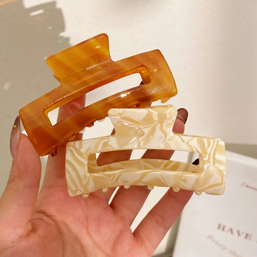 Wholesale Hair Claw Clip Acetate Fall Personalized Custom Logo Big Claw Clips Fashion 8 Colors Glitter Checkered Hair Claws