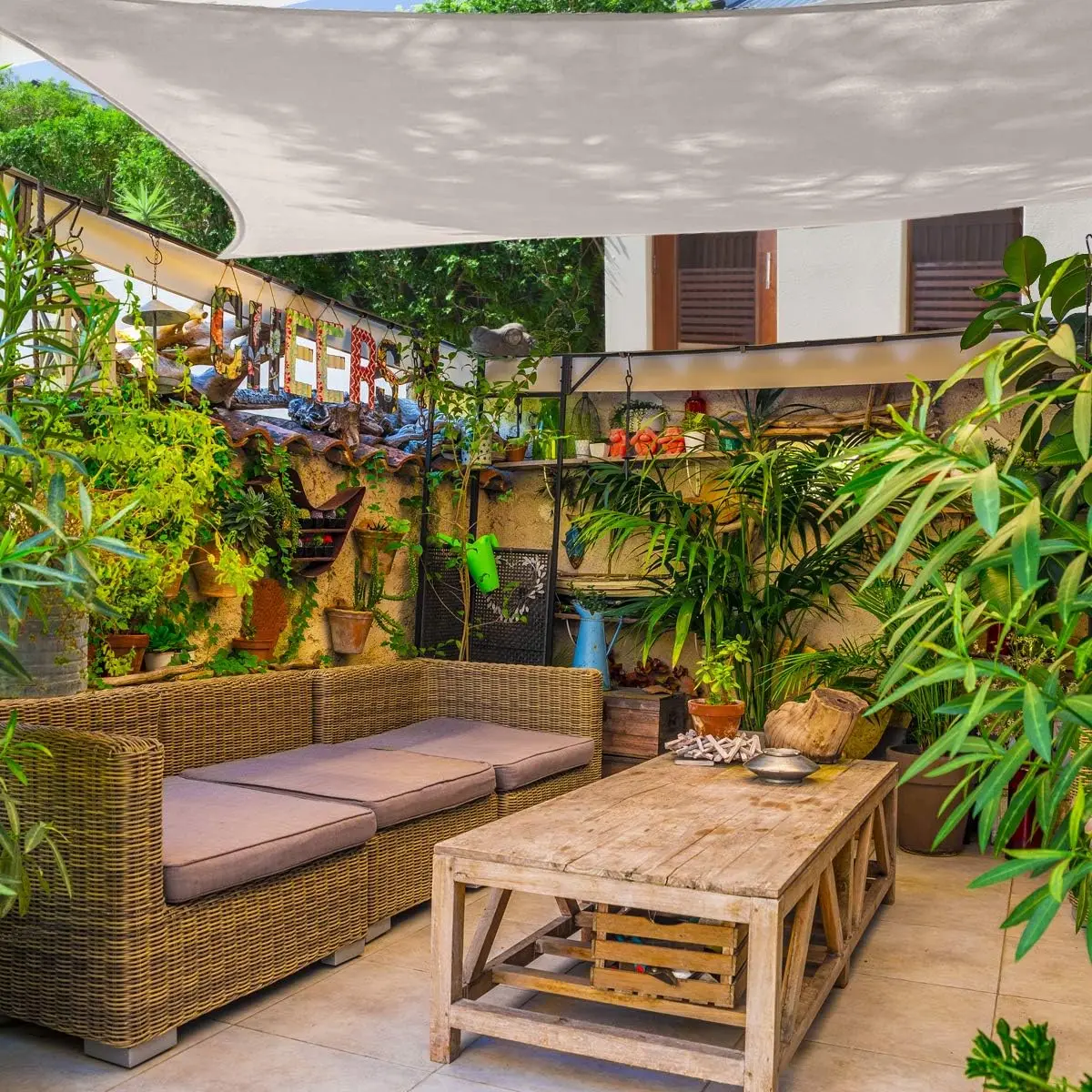 hdpe knitted beige color triangle sun shade sail uv protection garden shade cloth car park shade mesh