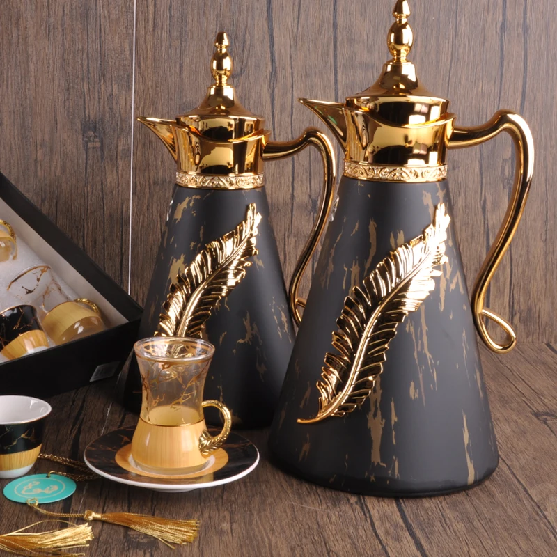 Saudi Arabic Coffee Thermos Vacuum Flask Jug Serving Tea Set Portable Arabic Coffee Dallah Pot