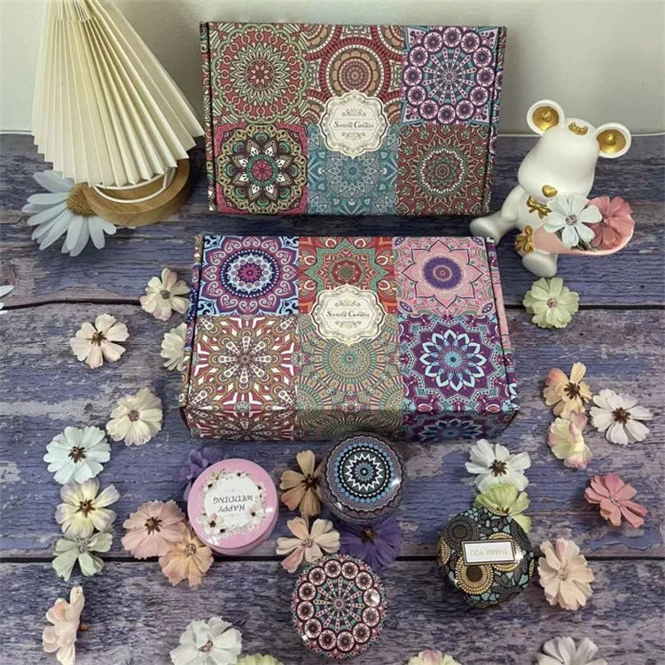 Luxury Gift Set Metal Aroma Tin Jar Soy Wax Aromatherapy Scented Candles 4 set