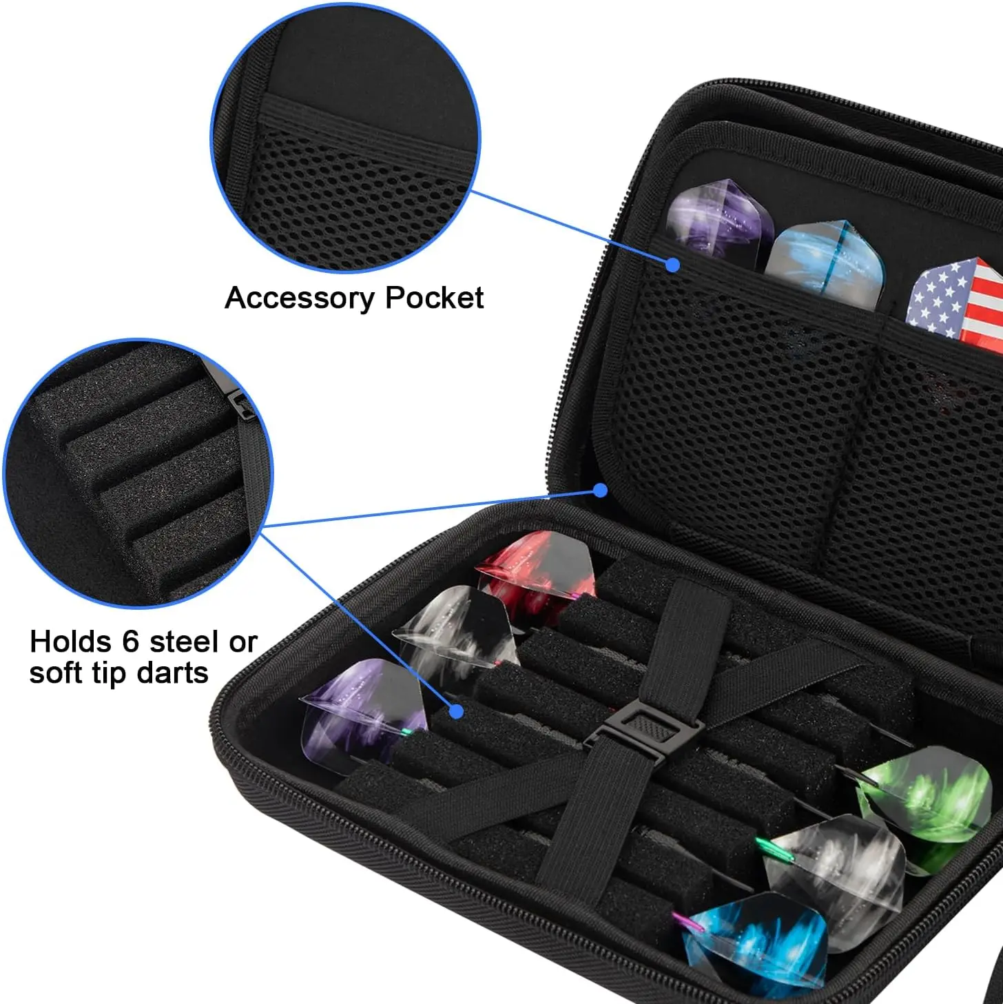 Dart Case for 12 Darts, Dart Carrying Storage Holder case for Dart Tips/Shafts/Flight