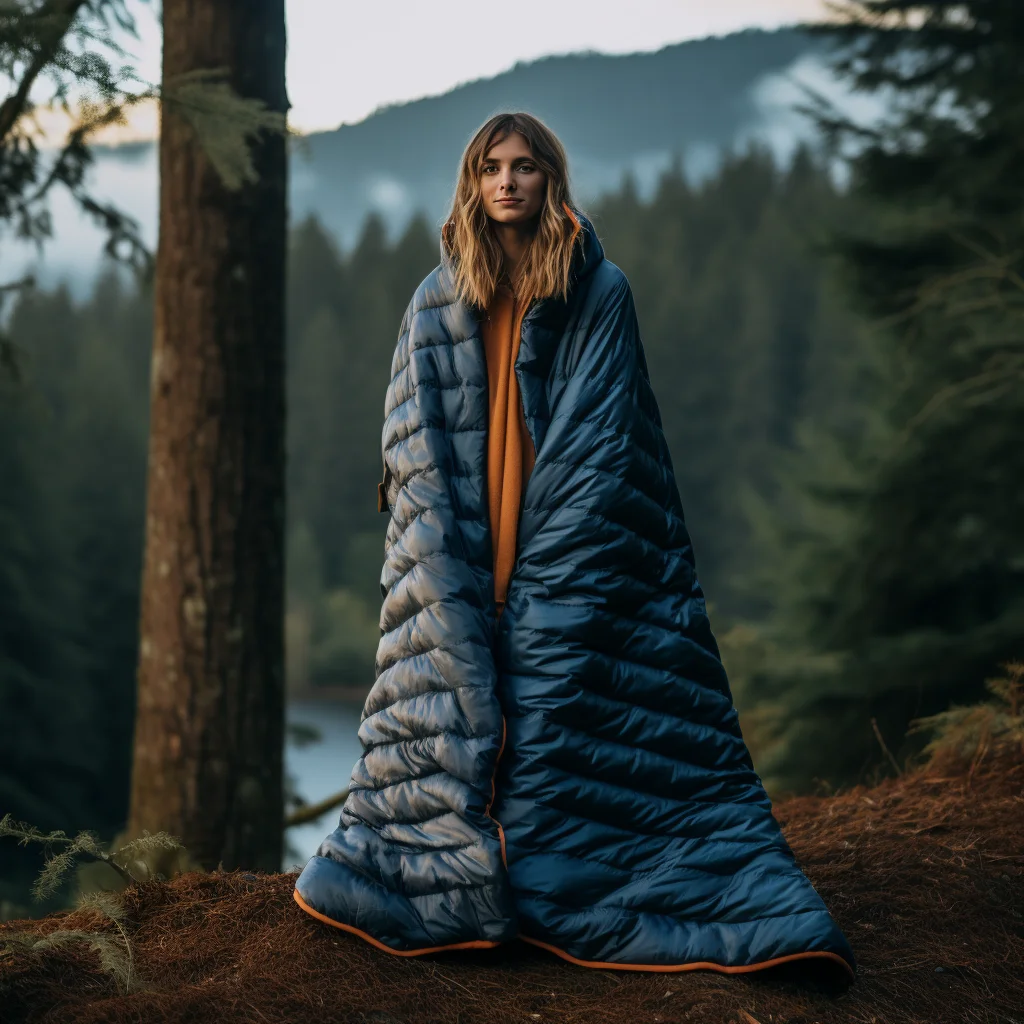 20D Nylon King Size Recycled Polyester Fabric Warm Sherpa Waterproof Down Picnic Camping Puffy Blanket