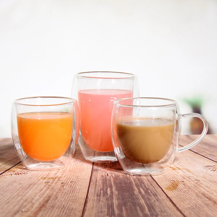 Hot Sale Double Wall Insulated Double Glass Coffee Mug Drinking Clear Glass Coffee Cup