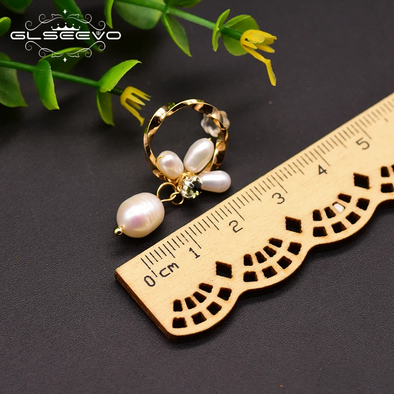 Original Fresh Water Pearl Earrings Handmade Round Earrings For Women Bride Wedding Black Zircon Fine Jewelry