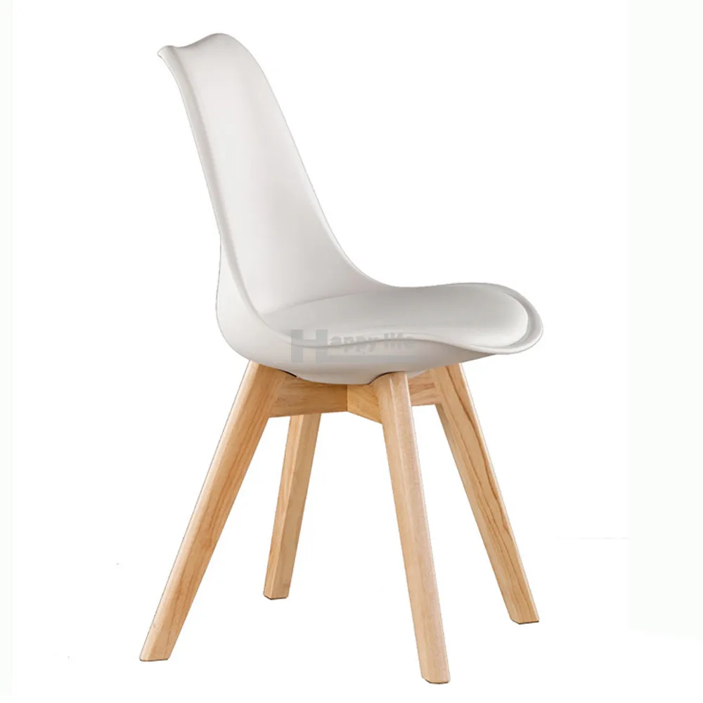 New designer colored dining wholesale plastic chair with wood legs