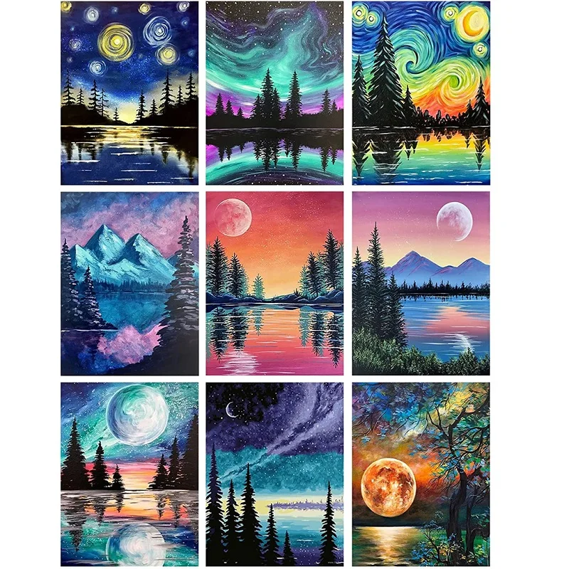 Customized 30x40cm size colorful landscape theme round diamond paintings kit