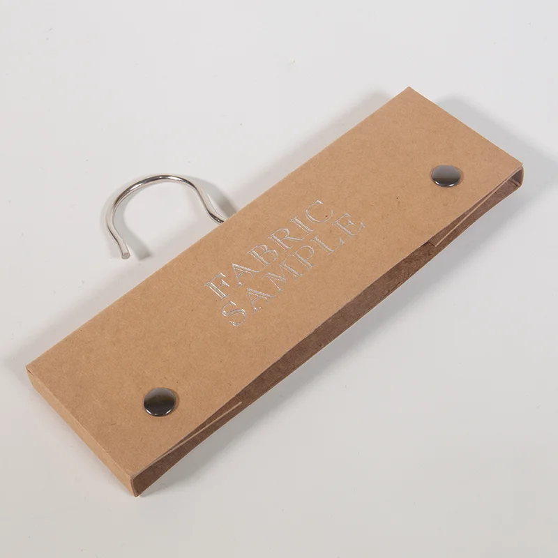 Custom brown kraft paper sample hanger with logo screen printing clothing paper hanger with hook