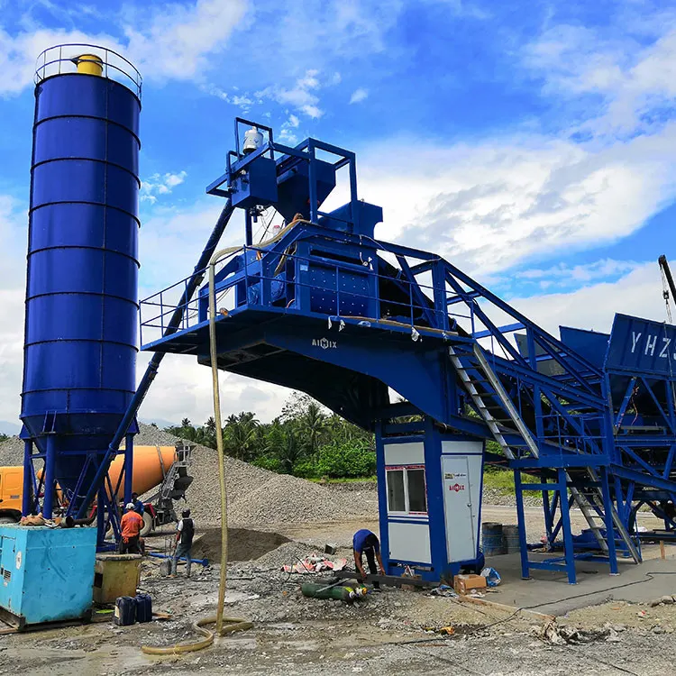 Electric 30 m3 floating concrete batching plant mini mobile concrete batch plant