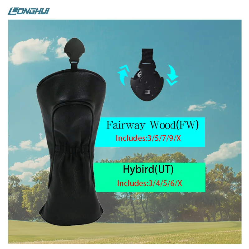 New Design Custom LOGO Golf Club Driver PU Golf Fairway Wood Leather Head Covers
