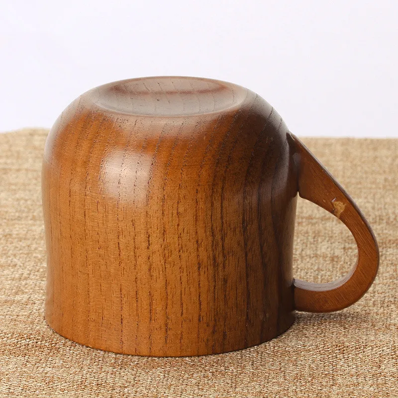 Wholesale 100% eco-friendly   Drinkware Milk Juice Tea Coffee Wooden coffee Cup With Handle  wooden cup