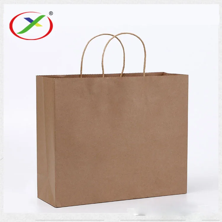 Low Price Eco Friendly Brown Takeaway Carry cardboard paper Kraft Bag for supermarket