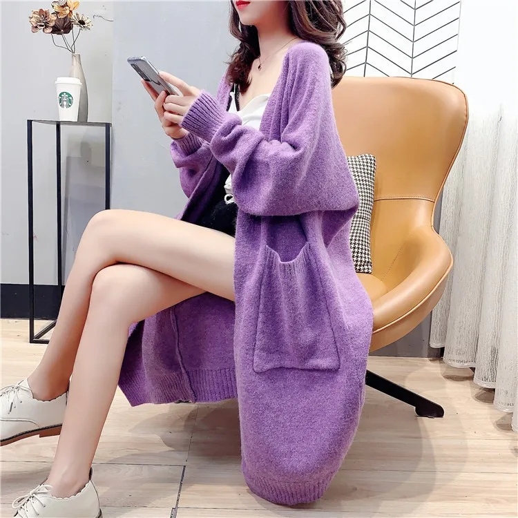 High Quality Fashion Women Pocket Cardigans For Ladies Knit Long Cardigan Sweater