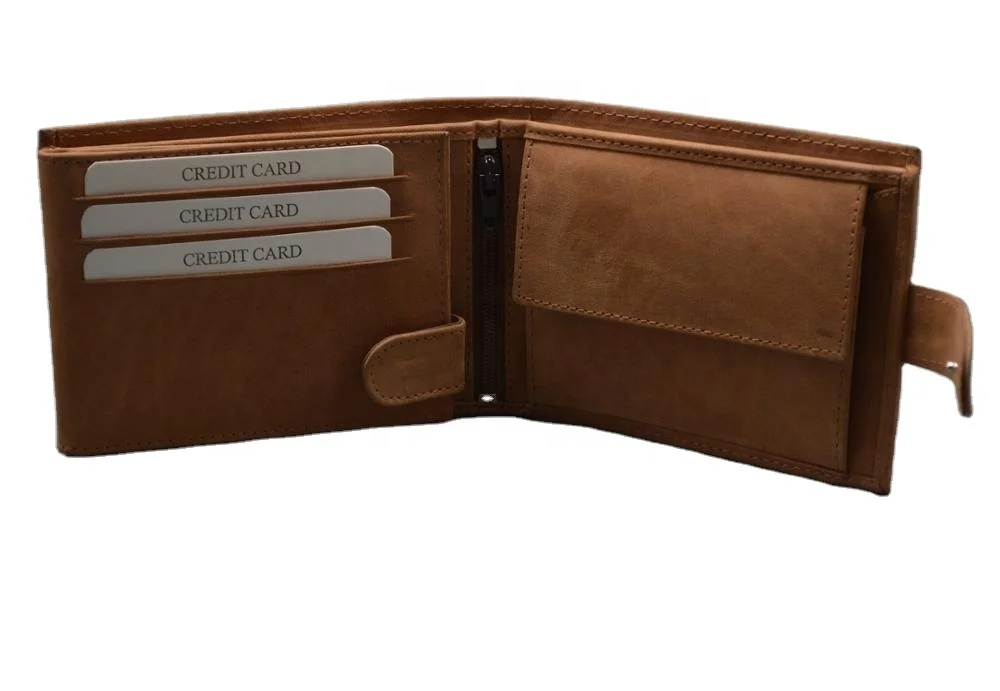 
Custom Tan Full Grain Genuine Leather Short Wallet Men Crazy Horse Anti Rfid Blocking Pure Leather Bifold Wallet For Man 