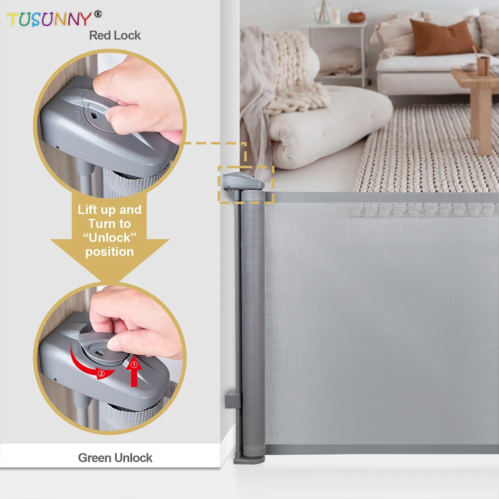 Extendable child safety fence Aluminium baby safety gate for stairs