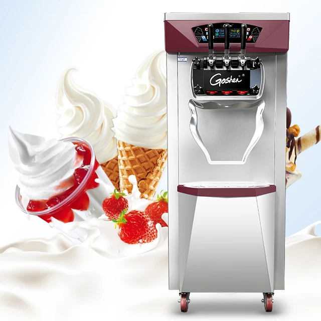 New Design Stainless Steel Body Three Flavours Easy Moving Operation Ice ream Machine Soft Ice Cream Maker