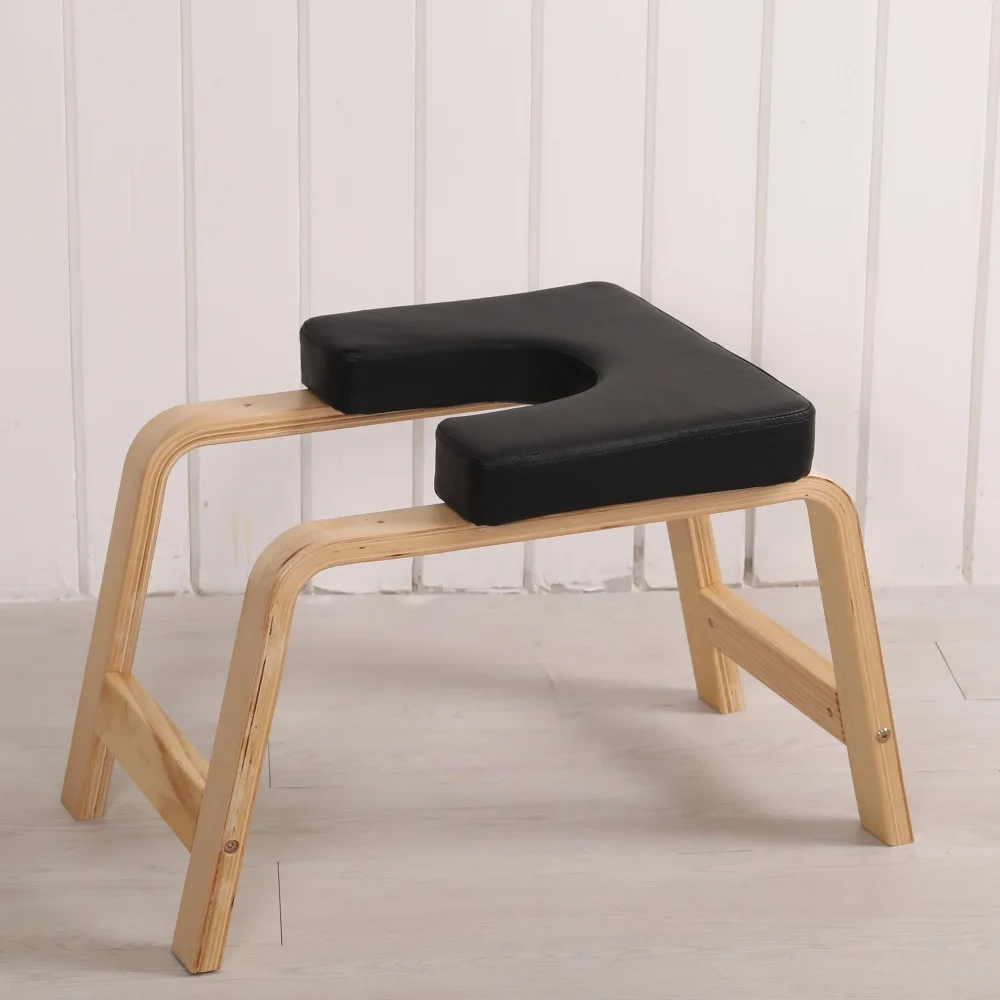 Wooden Yoga Stool Yoga Exercise Chair Body-bulding Workout Bench Inversion