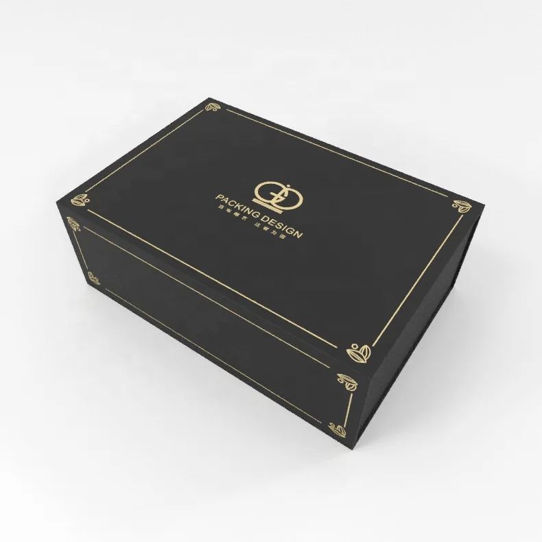 Promotion price Folding Packaging Box Magnetic Closure RTS black white Gift Box Logo 3M glue for Gifts packaging