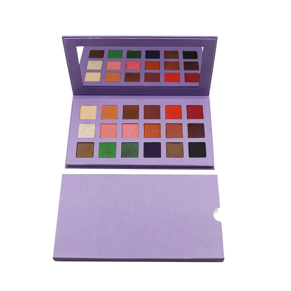 
Custom logo eye makeup eyeshadow palette 18 colors eyeshadow palette purple package high pigment eye shadow 